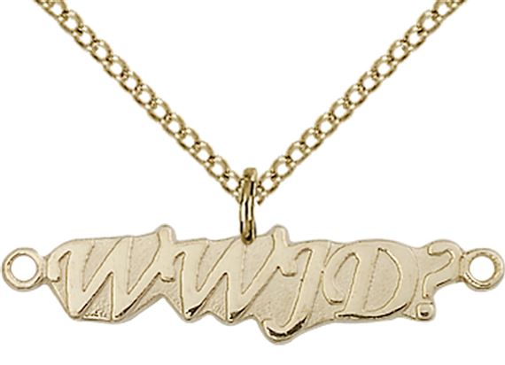 14KT GOLD FILLED WWJD PENDANT WITH CHAIN - 1/4" x 1 1/8"