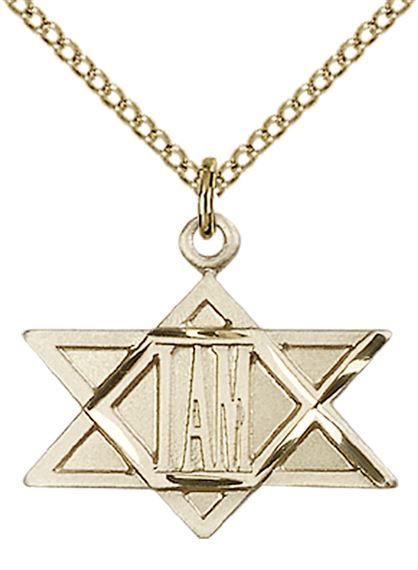 14KT GOLD FILLED I AM - STAR OF DAVID PENDANT WITH CHAIN