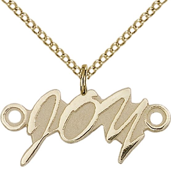 14KT GOLD FILLED JOY PENDANT WITH CHAIN - 3/8" x 1"