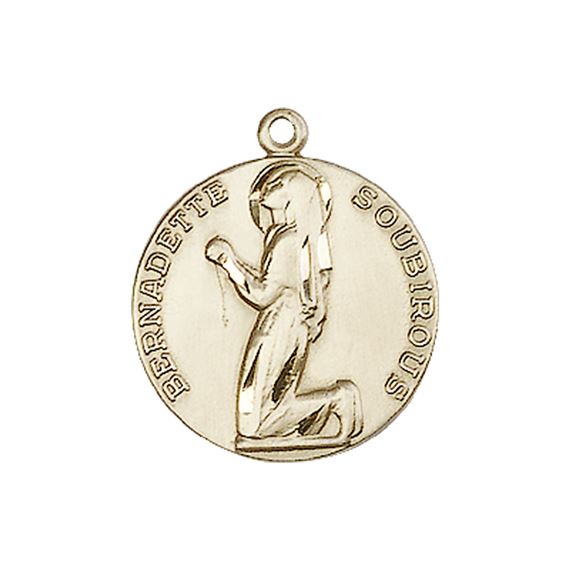 14KT GOLD ST BERNADETTE MEDAL - 3/4" x 5/8"