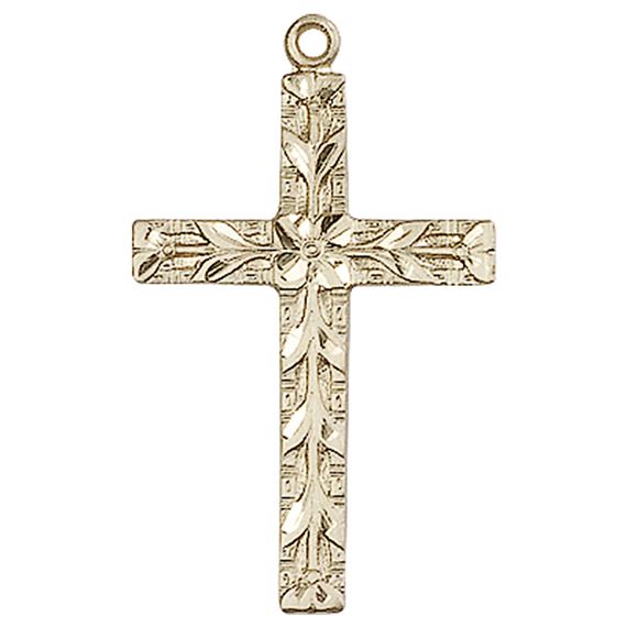 14KT GOLD CROSS MEDAL - 1 1/4" x 3/4"