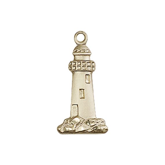 14KT GOLD LIGHTHOUSE MEDAL - 3/4" x 3/8"