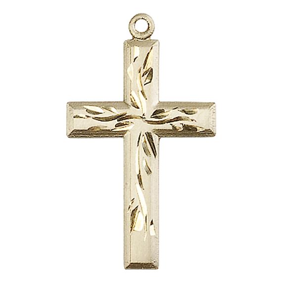 14KT GOLD CROSS MEDAL - 1 1/8" x 5/8"