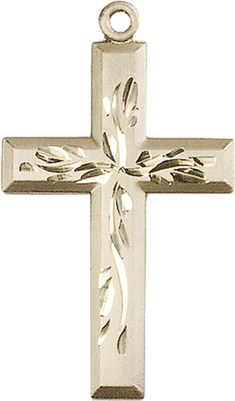 14KT GOLD CROSS MEDAL - 1 3/8" x 3/4"