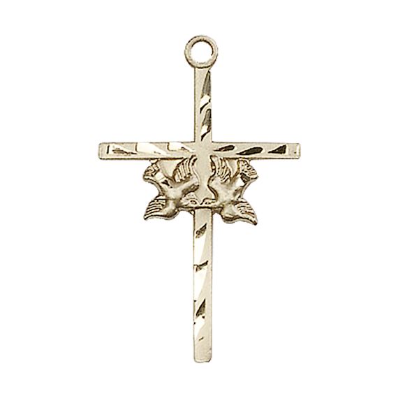 14KT GOLD DOVES CROSS MEDAL - 1" x 5/8"