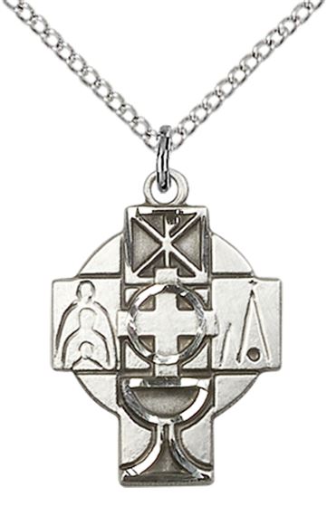 STERLING SILVER RCIA PENDANT WITH CHAIN - 7/8" x 5/8"