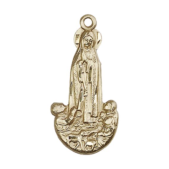14KT GOLD OUR LADY OF FATIMA MEDAL - 1" x 1/2"