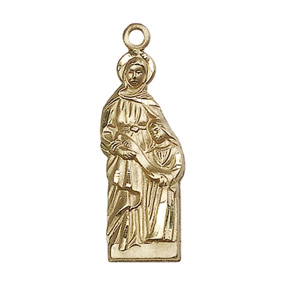 14KT GOLD ST ANN MEDAL - 1" x 3/8"