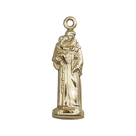 14KT GOLD ST ANTHONY MEDAL - 1" x 1/4"