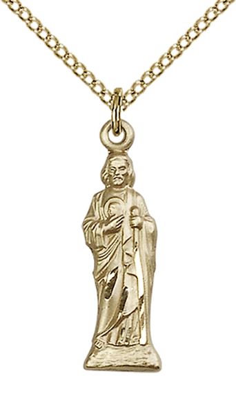 14KT GOLD FILLED ST JUDE PENDANT WITH CHAIN - 7/8" x 1/4"