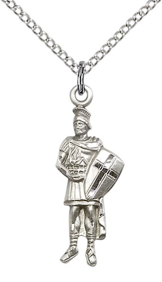 STERLING SILVER ST FLORIAN PENDANT WITH CHAIN - 1" x 3/8"
