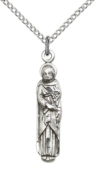 STERLING SILVER ST JOSEPH PENDANT WITH CHAIN - 1" x 1/8"