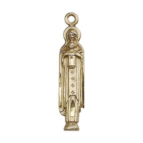 14KT GOLD MADONNA & CHILD MEDAL - 1" x 1/8"