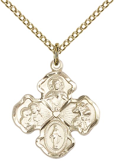 14KT GOLD FILLED 4-WAY PENDANT WITH CHAIN
