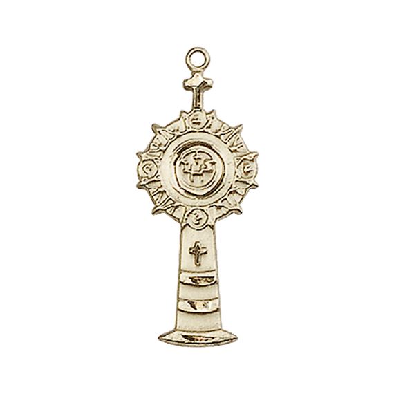 14KT GOLD MONSTRANCE MEDAL - 1" x 3/8"