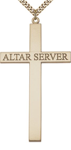 14KT GOLD FILLED ALTER SERVER CROSS PENDANT WITH CHAIN