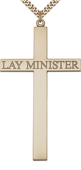 14KT GOLD FILLED LAY MINISTER CROSS PENDANT WITH CHAIN