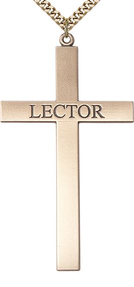 14KT GOLD FILLED LECTOR CROSS PENDANT WITH CHAIN