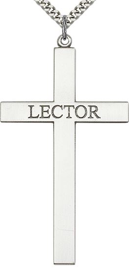 STERLING SILVER LECTOR CROSS PENDANT WITH CHAIN