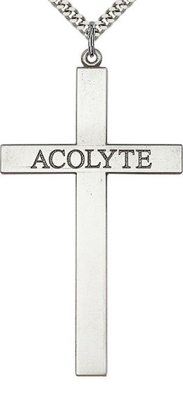 STERLING SILVER ACOLYTE CROSS PENDANT WITH CHAIN