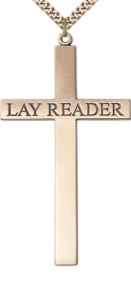 14KT GOLD FILLED LAY READER CROSS PENDANT WITH CHAIN
