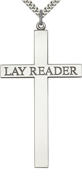 STERLING SILVER LAY READER CROSS PENDANT WITH CHAIN