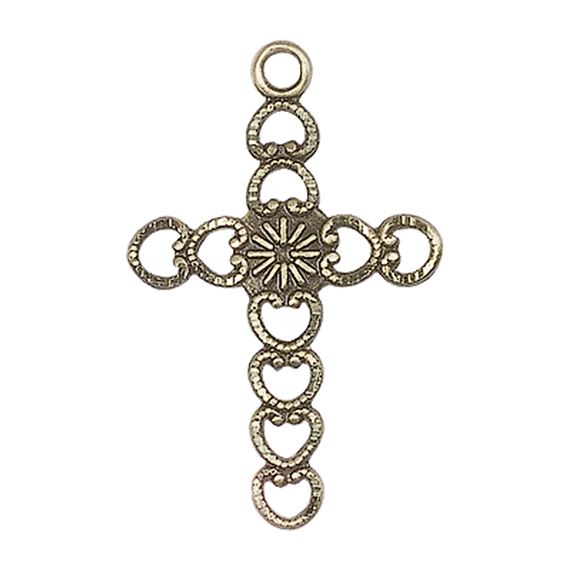 14KT GOLD HEARTS W-SUNBURST MEDAL