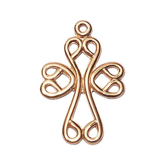 14KT GOLD SCROLL CROSS MEDAL
