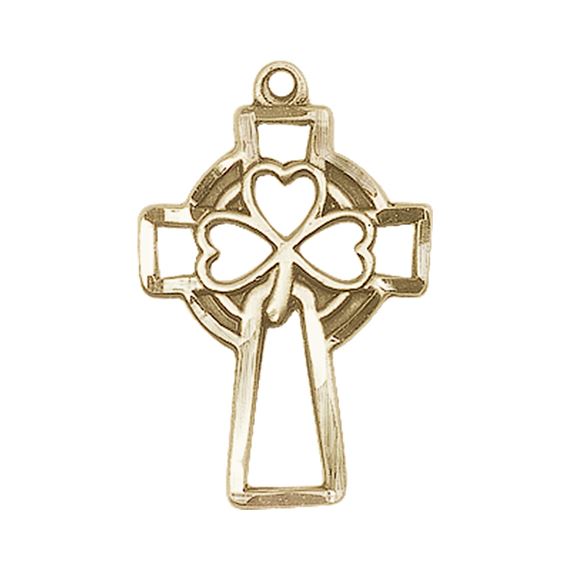 14KT GOLD SHAMROCK CROSS MEDAL