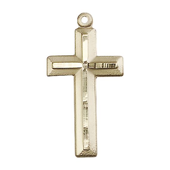14KT GOLD CROSS MEDAL - 1 1/8" x 1/2"