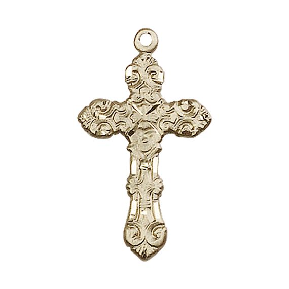 14KT GOLD CROSS MEDAL - 1" x 1/2"