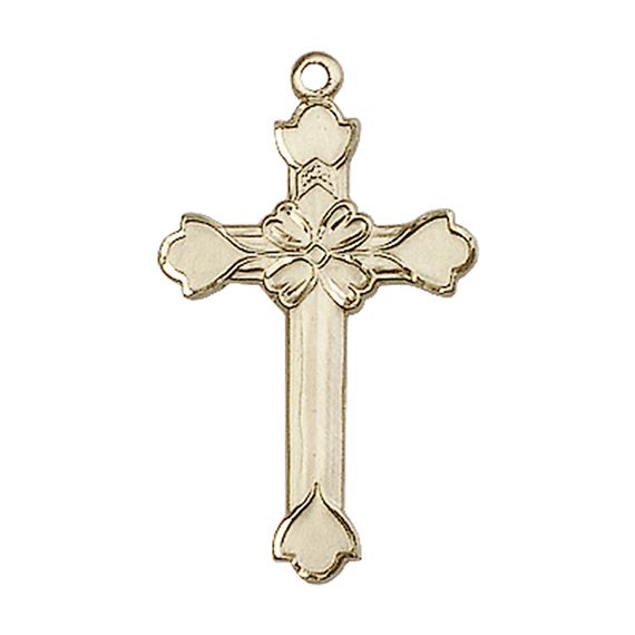 14KT GOLD CROSS MEDAL - 1" x 5/8"