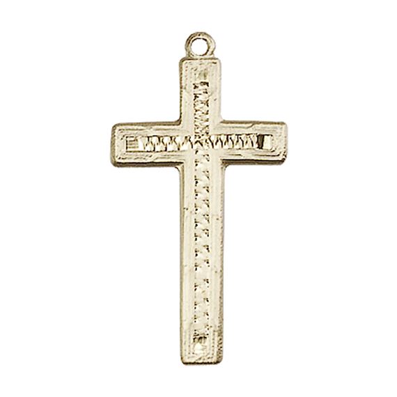 14KT GOLD CROSS MEDAL - 1" x 1/2"