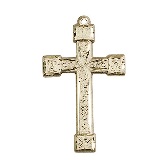 14KT GOLD CROSS MEDAL - 1" x 5/8"