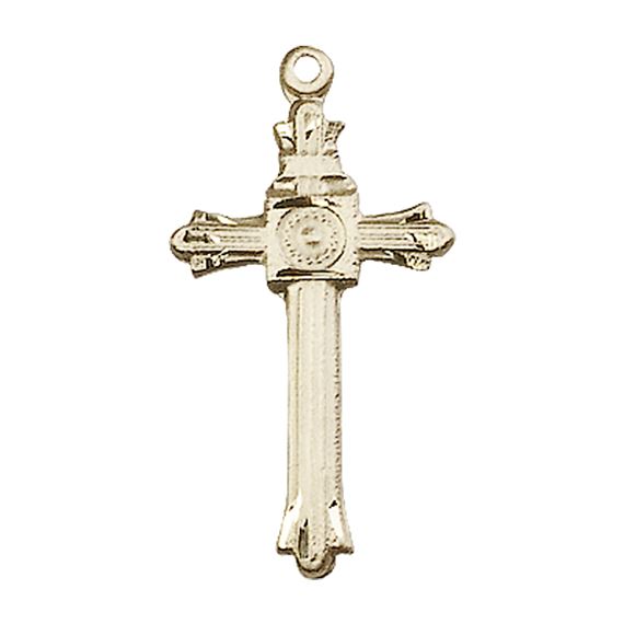 14KT GOLD CROSS MEDAL - 1 1/8" x 1/2"
