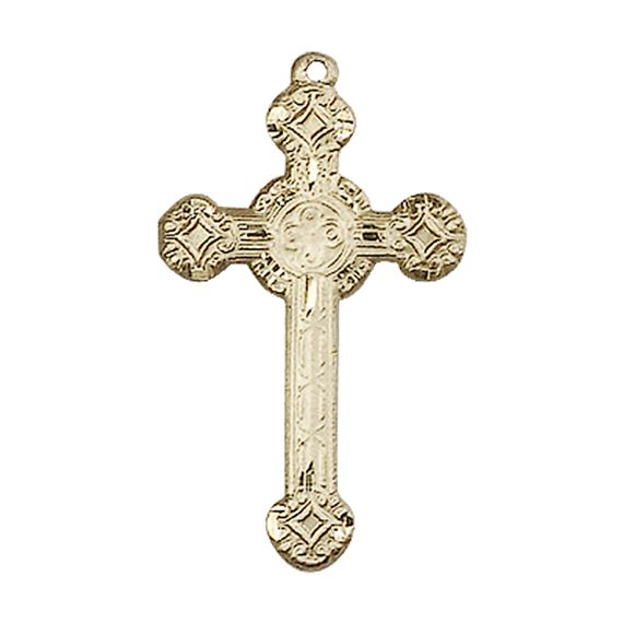 14KT GOLD CROSS MEDAL - 1" x 5/8"