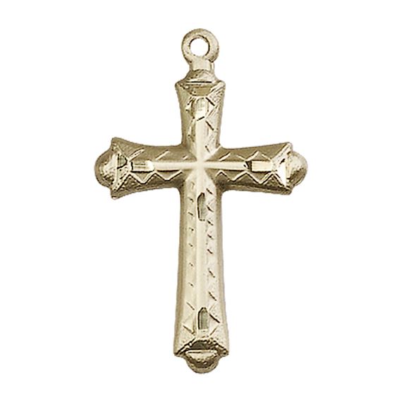 14KT GOLD CROSS MEDAL - 1 1/8" x 5/8"