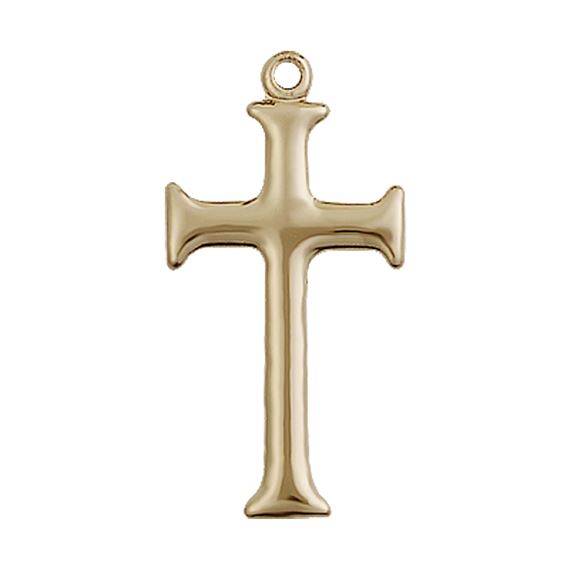 14KT GOLD CROSS MEDAL - 1" x 1/2"