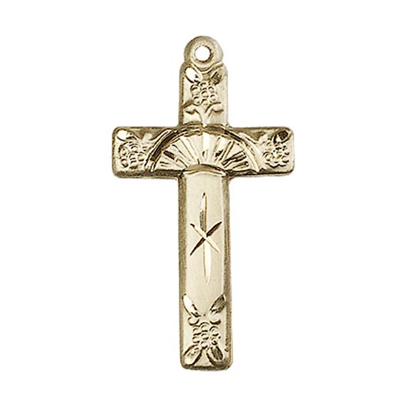 14KT GOLD CROSS MEDAL - 1" x 1/2"