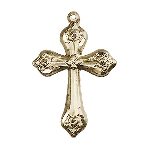 14KT GOLD CROSS MEDAL - 1" x 5/8"
