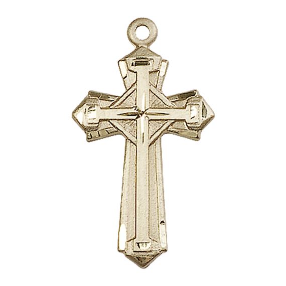 14KT GOLD CROSS MEDAL - 1 1/8" x 5/8"