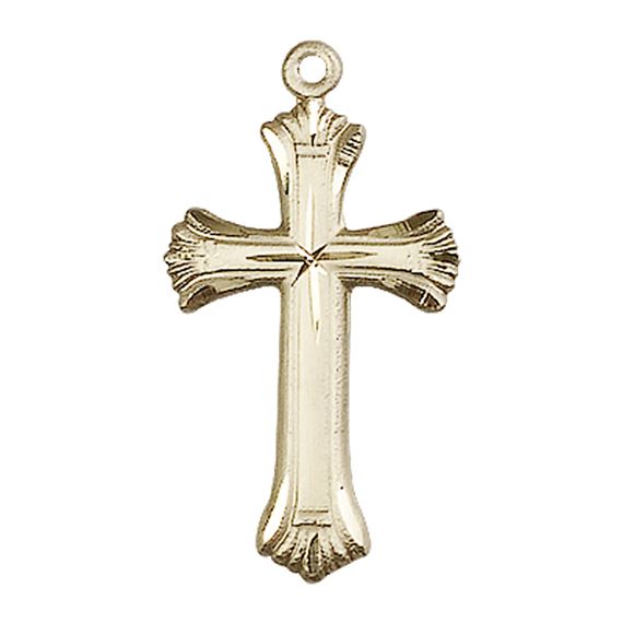 14KT GOLD CROSS MEDAL - 1 1/8" x 5/8"