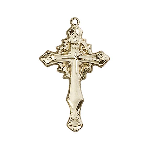 14KT GOLD CROSS MEDAL - 1" x 5/8"