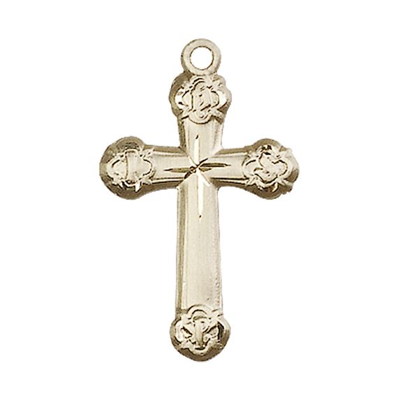 14KT GOLD CROSS MEDAL - 1" x 5/8"