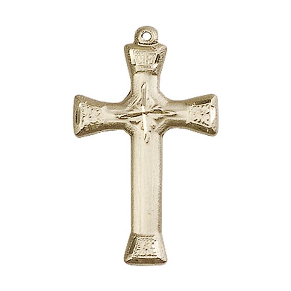 14KT GOLD CROSS MEDAL - 1" x 5/8"