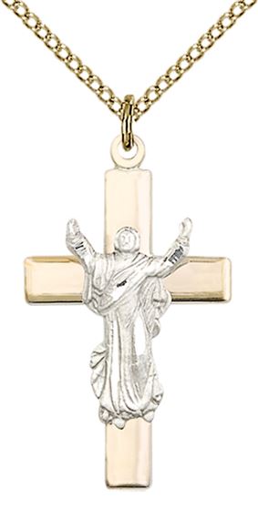 SS-GF CROSS PENDANT WITH CHAIN
