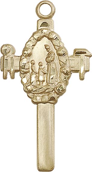 14KT GOLD CROSS MEDAL - 1 3/8" x 3/4"