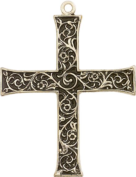 14KT GOLD CROSS MEDAL - 1 5/8" x 1 1/4"