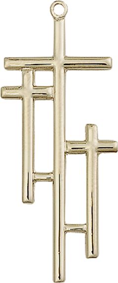 14KT GOLD CROSS MEDAL - 1 3/8" x 1/2"
