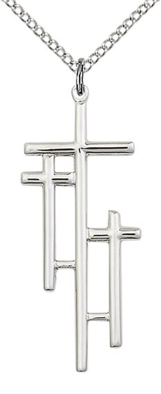 STERLING SILVER CROSS PENDANT WITH CHAIN - 1 3/8" x 1/2"